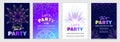 Birthday party greeting card. Fireworks, salute. Set of colorful modern templates for banners, posters, cards, flyers Royalty Free Stock Photo
